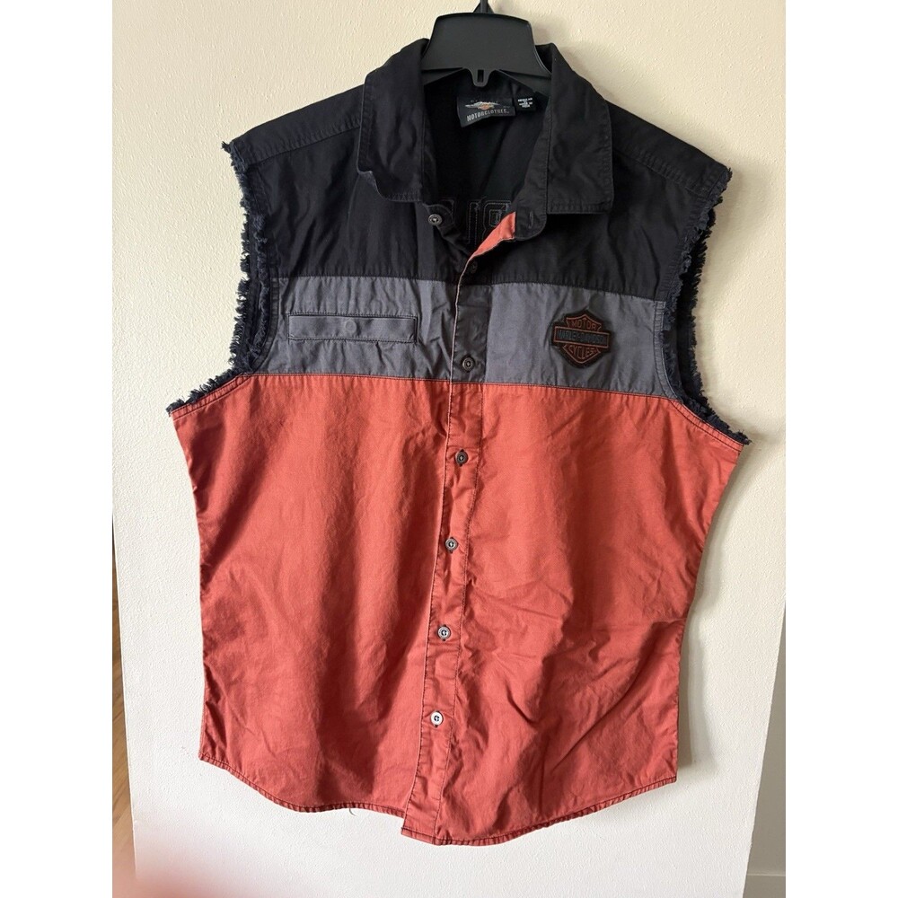 Harley Davidson Men’s XL Copperblock Sleeveless Button Down Blowout Shirt